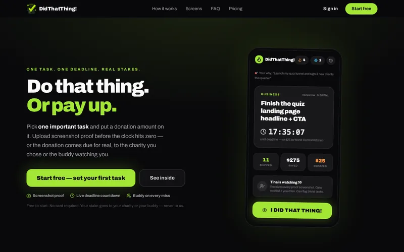Home page of didthatthing.com